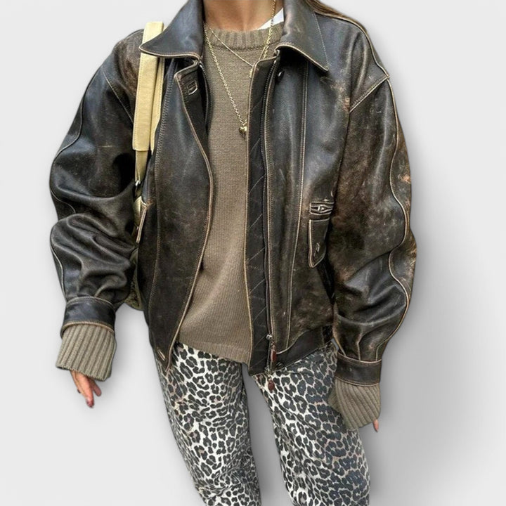 Carina - Retro džínsy s leopardím vzorom